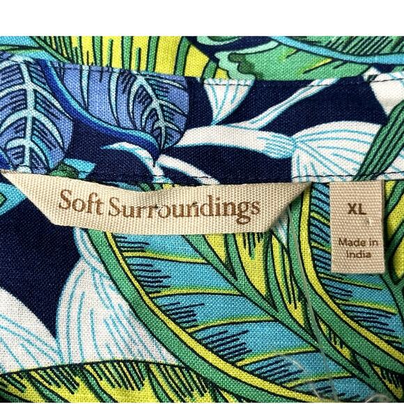 Soft Surrounding Jungle Leaf NWT Tropical Floral Size XL Longsleeve Button Shirt - Picture 5 of 8